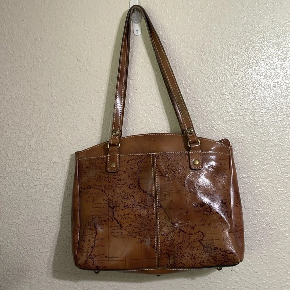 Patricia Nash Poppy map print leather satchel
